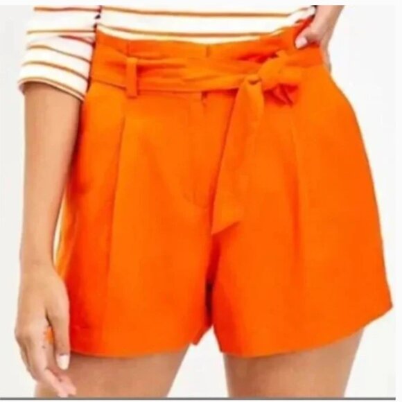 LOFT Pants - LOFT Orange Paperbag Shorts Linen Blend Size small NWT